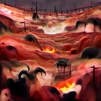 Infernal Landscape of Fire and Torment