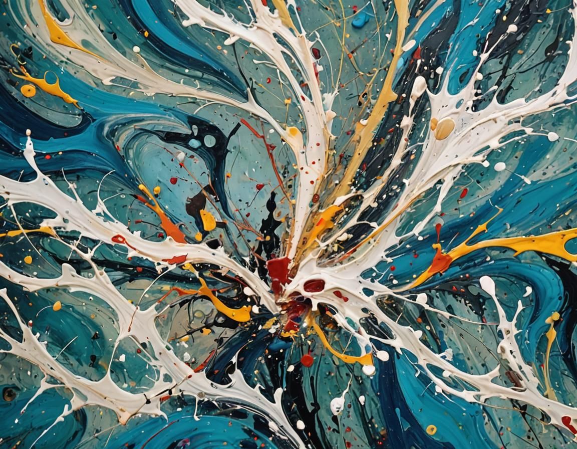 Abstract Expressionism Close-up with Swirling Shapes