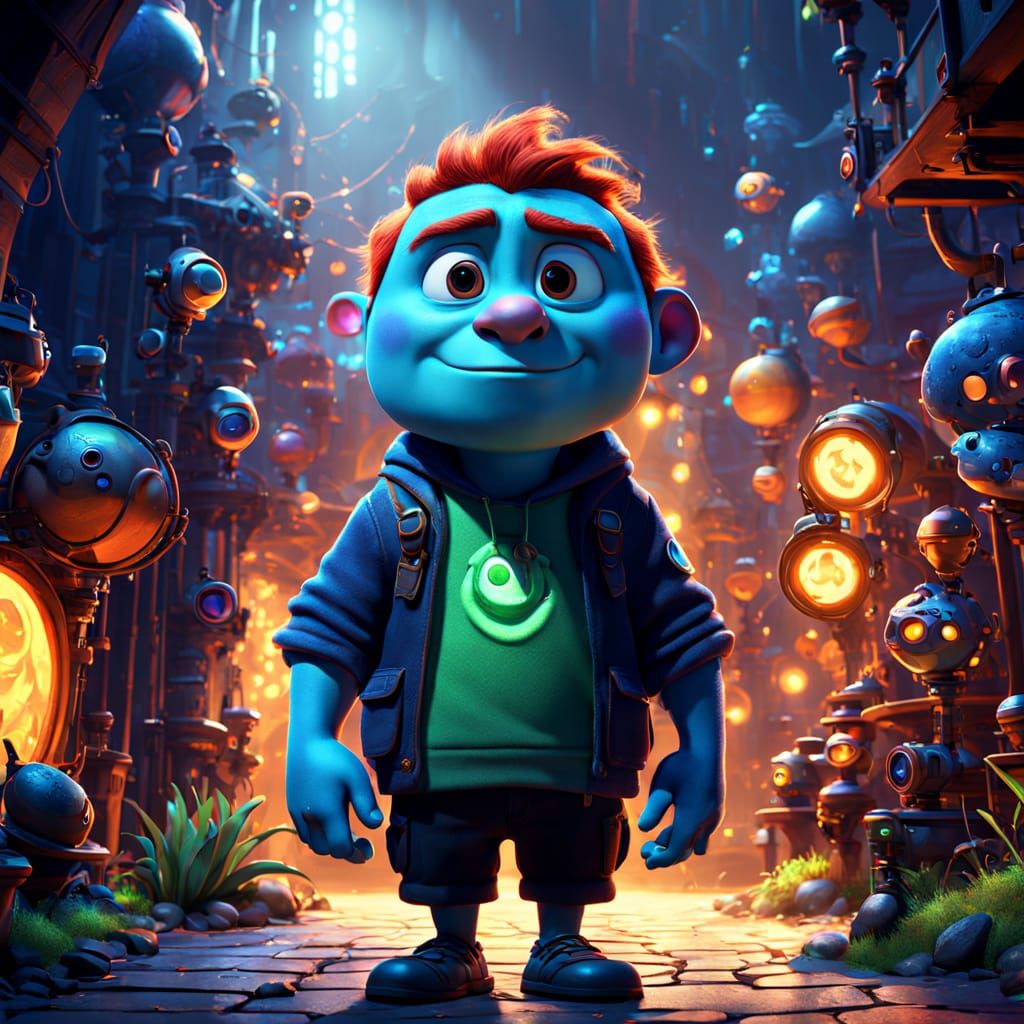 Vibrant Character in Fantasy World: Pixar-Style 3D Art