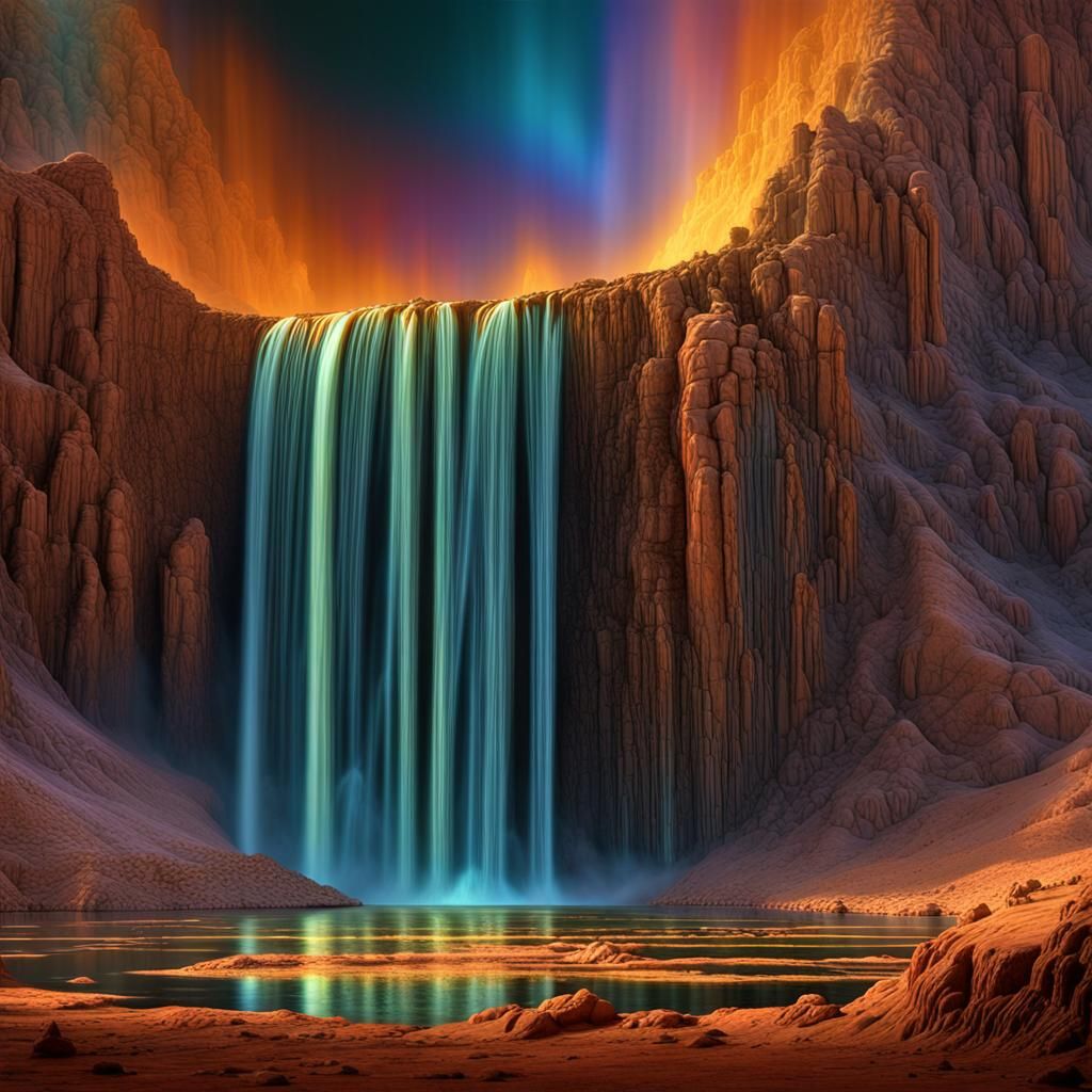 Spectacular Methane Waterfall on Titan: Hyperdetailed HDR