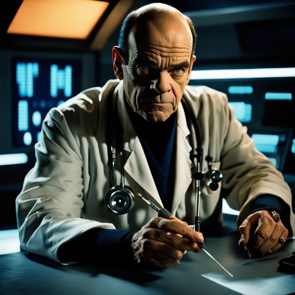 The Doctor in Sickbay: Hyper-Realistic Cinematic Still