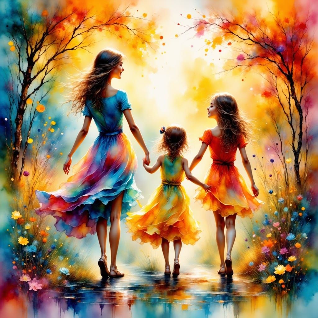 Joyful Celebration of Life in Expressive Watercolor