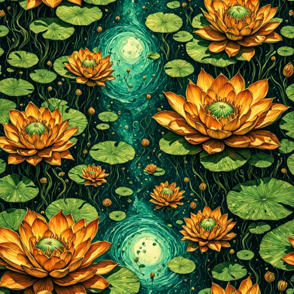 <lora:Lily Pad:1.0> <lora:CreepyWaterCritters:1.0> <lora:Hot Demonic Weather:1.0> <lora:Bohemian Zentangle:1.0> Inside a...