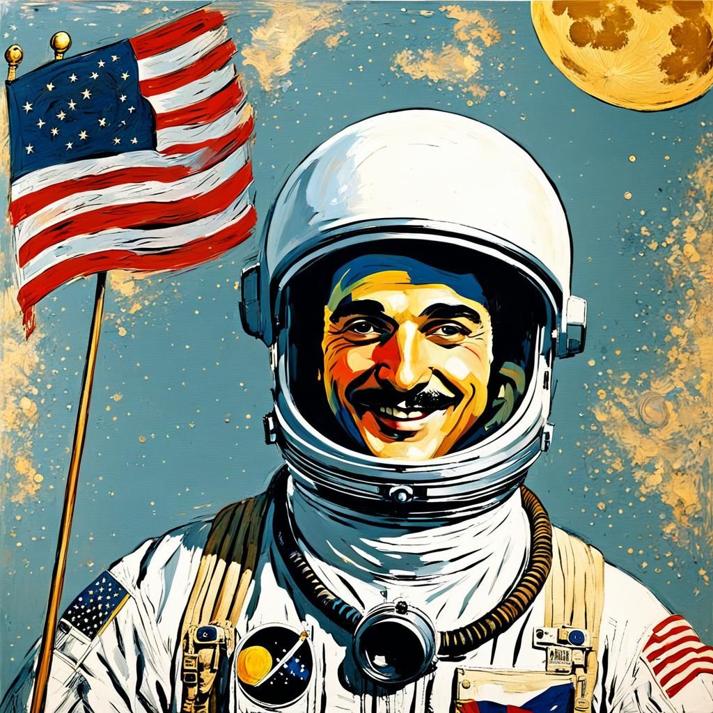 Charlie Chaplin on the moon