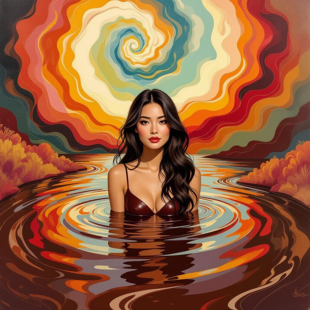 Chocolate Rivers: A Surreal Landscape Painting