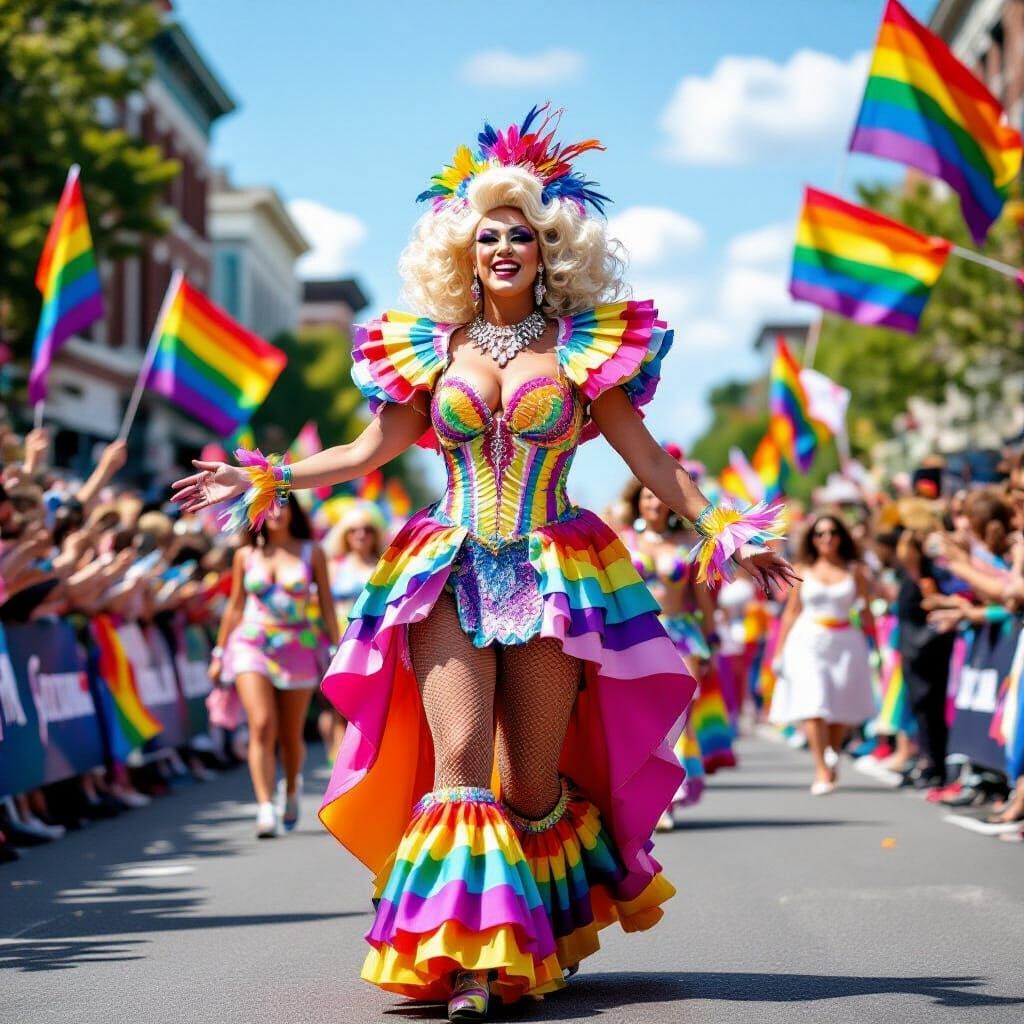 Drag Queen Radiates Joy in Pride Parade