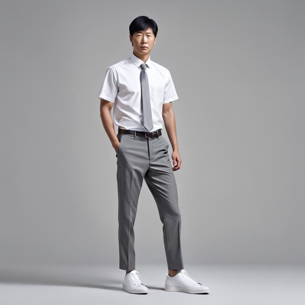 Relaxed Japanese Man with Cigarette in Photorealistic Style