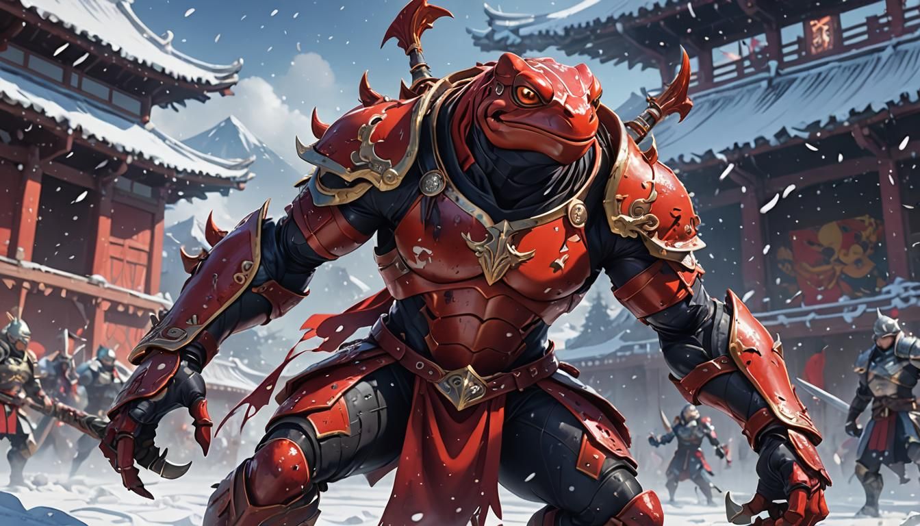 Red Frog Gladiator in Snowy Anime Fight