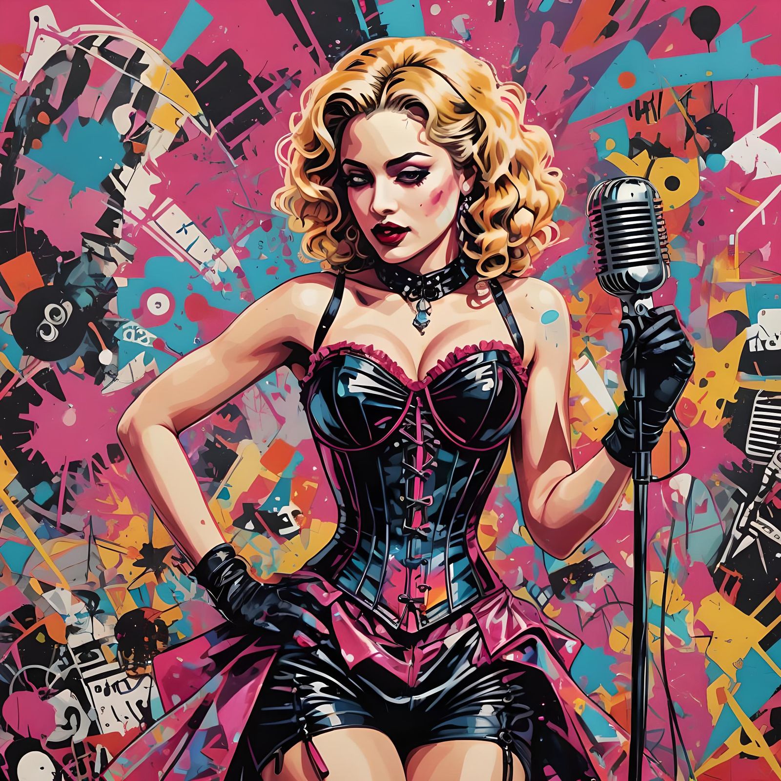Madonna in Pop Art Style on Rio Beach