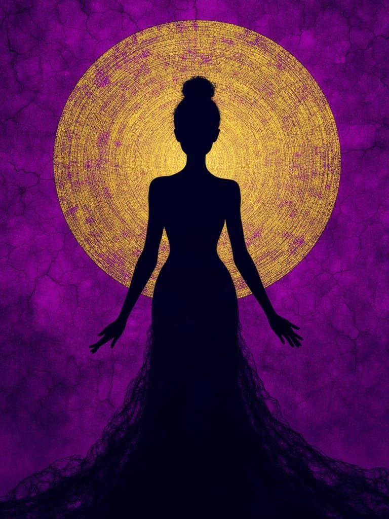 Female Silhouette in Glitched Geometric Art