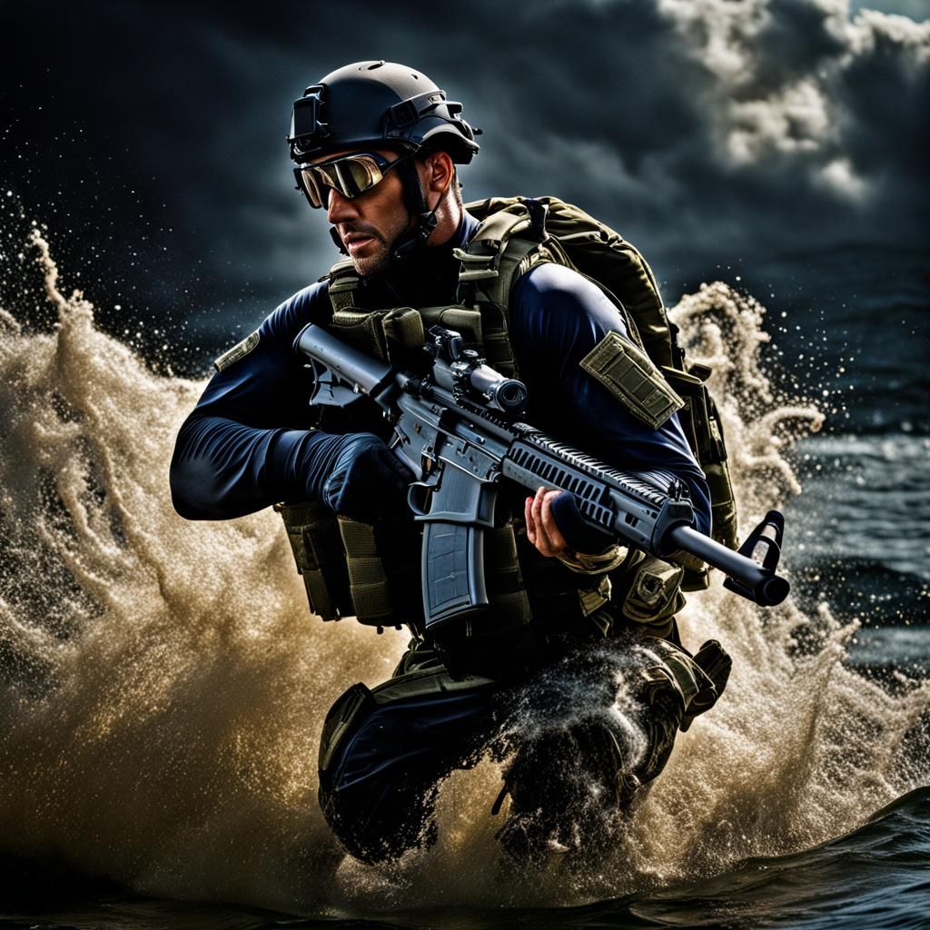 US Navy Seals Training: Hyperrealistic Action Photo