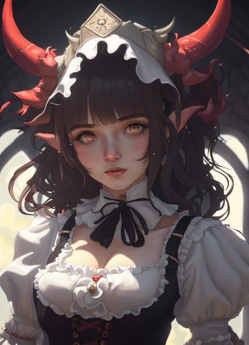 Hyperdetailed Demon Maid Concept Art