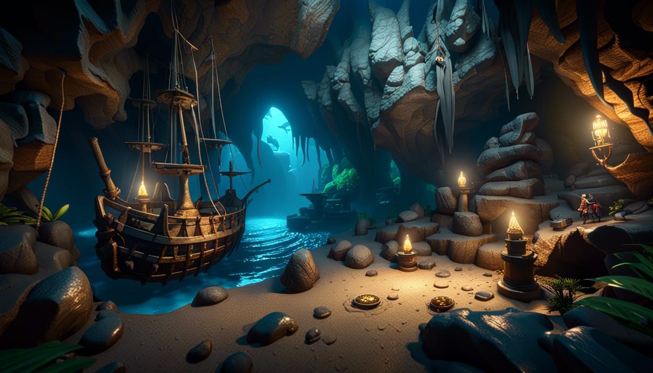 Hidden cave of Pirate Treasure