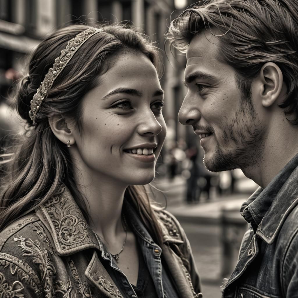 Woman's Stolen Glance of Affection, Hyperrealistic