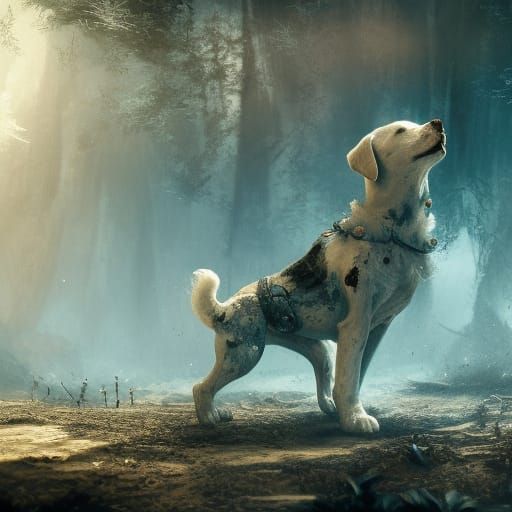 Puppy in Mud: Detailed Matte Painting