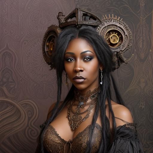 Regal Woman with Art Nouveau Makeup in Gothic Setting