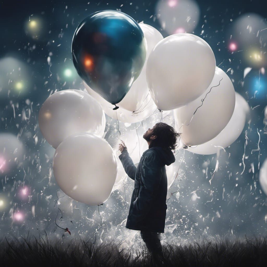 Hyperrealistic Balloon in a Colorful Light Display