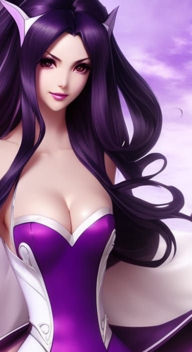((princess snow white)), (anime face), Purple and white dress, black hair, white skin, female, by Artgerm