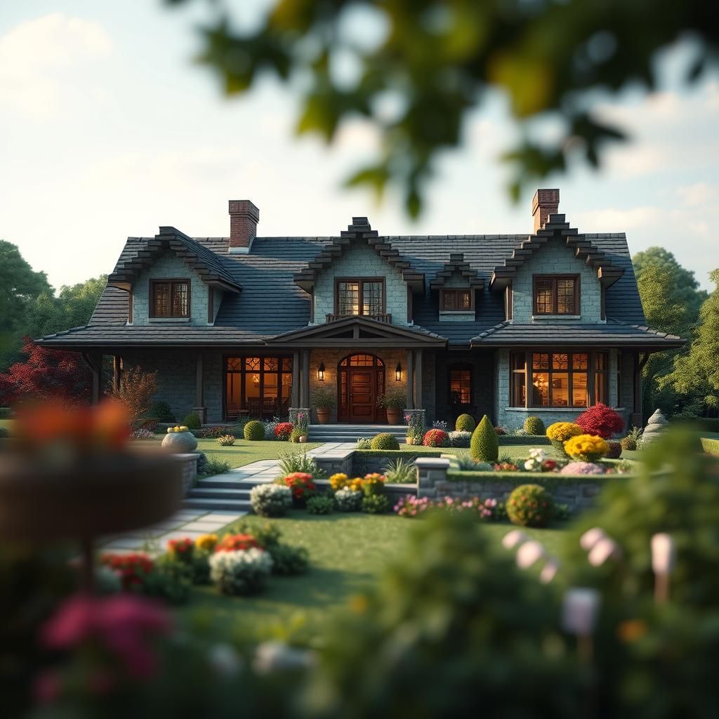 Minecraft Mansion with Expansive Garden: Professional Photog...