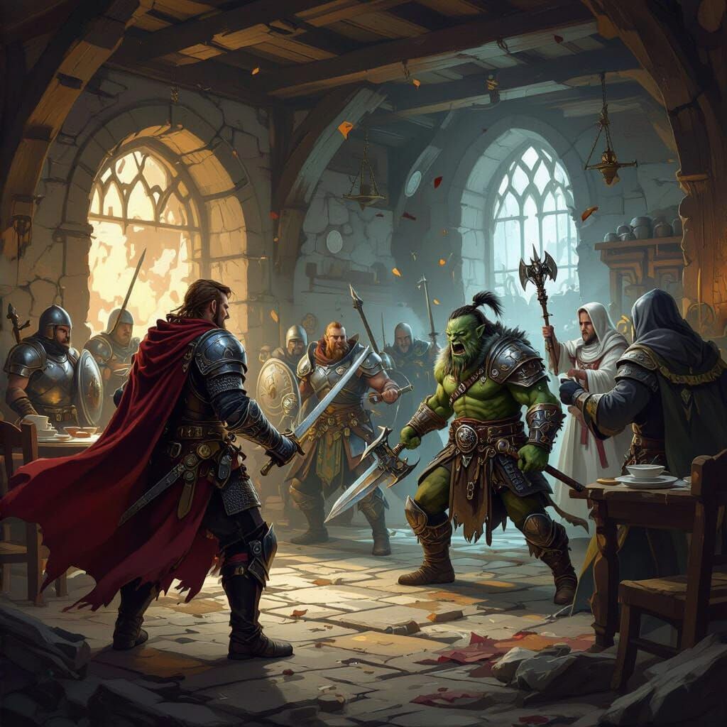 Fierce Tavern Battle: Imperial Captain vs Heroes in Grim Fan...