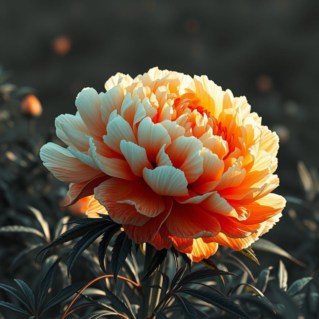 Blossoming Peony in Vibrant Line Art