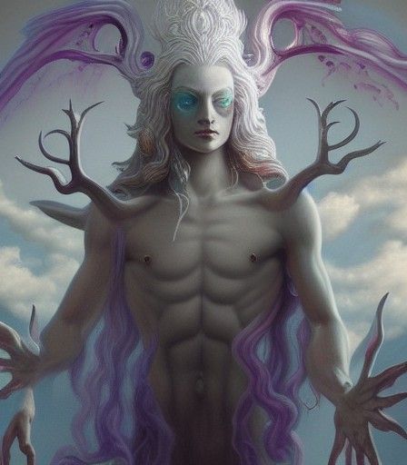 Ornate Nephilim God Wizard Casting Magic