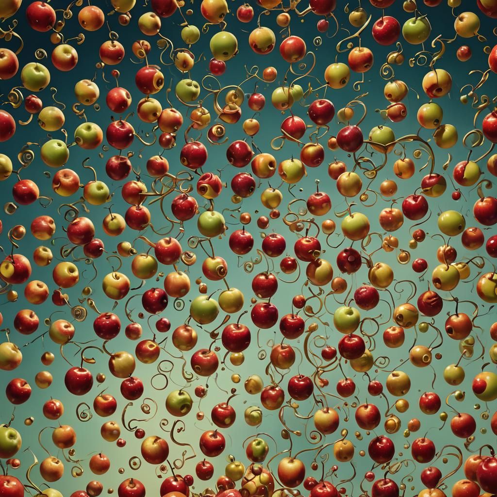 Surreal Apple Spiral in Vibrant Oil Painting