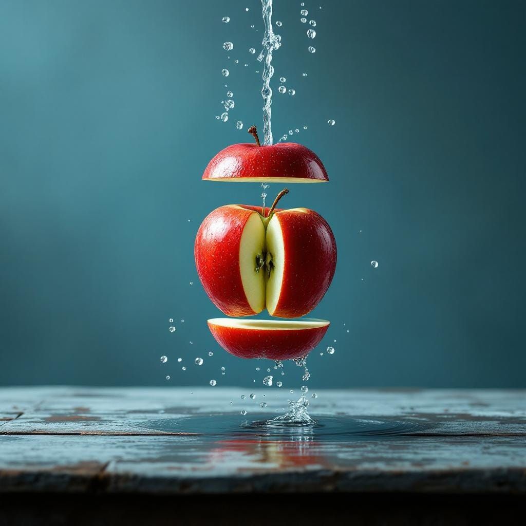 Surreal Levitating Apple Slices in Minimalist Composition