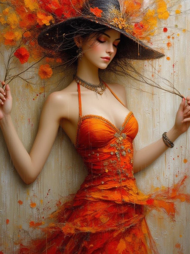 Elegant Flamenco Dancer Portrait in Dry Brush Oils