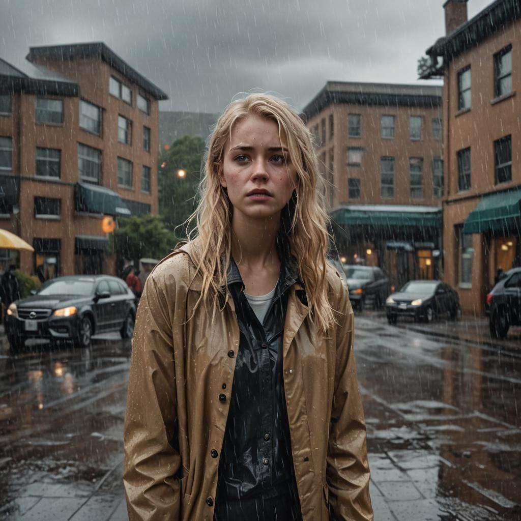 Sad Girl in Rain: Cinematic College Scene