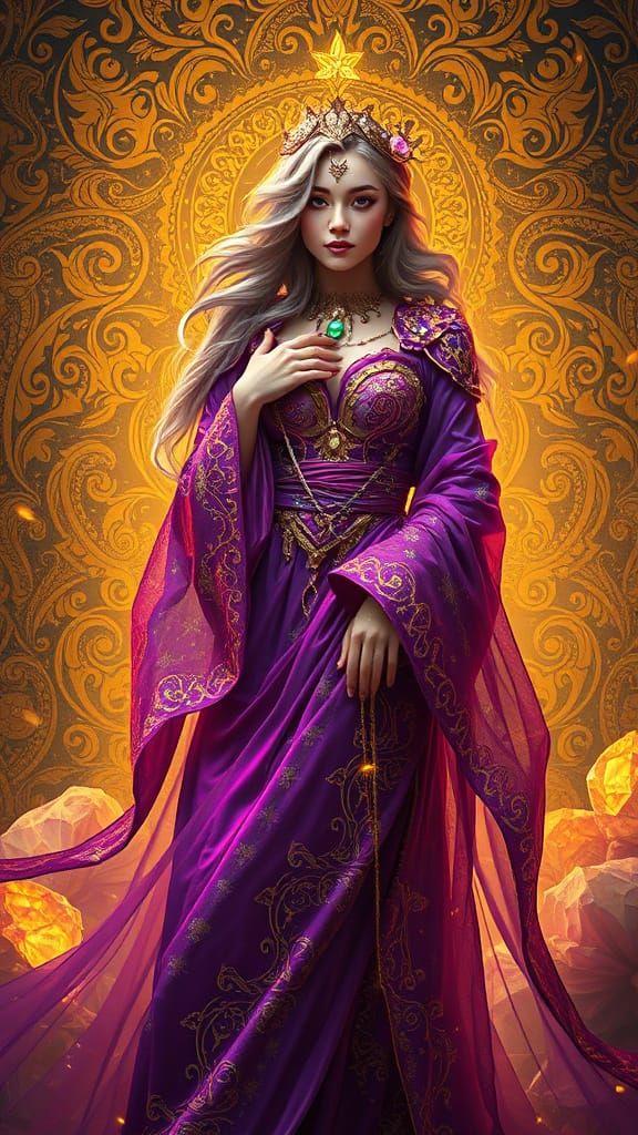 Luminescent being, vibrant with swirling iridescent energy, ...