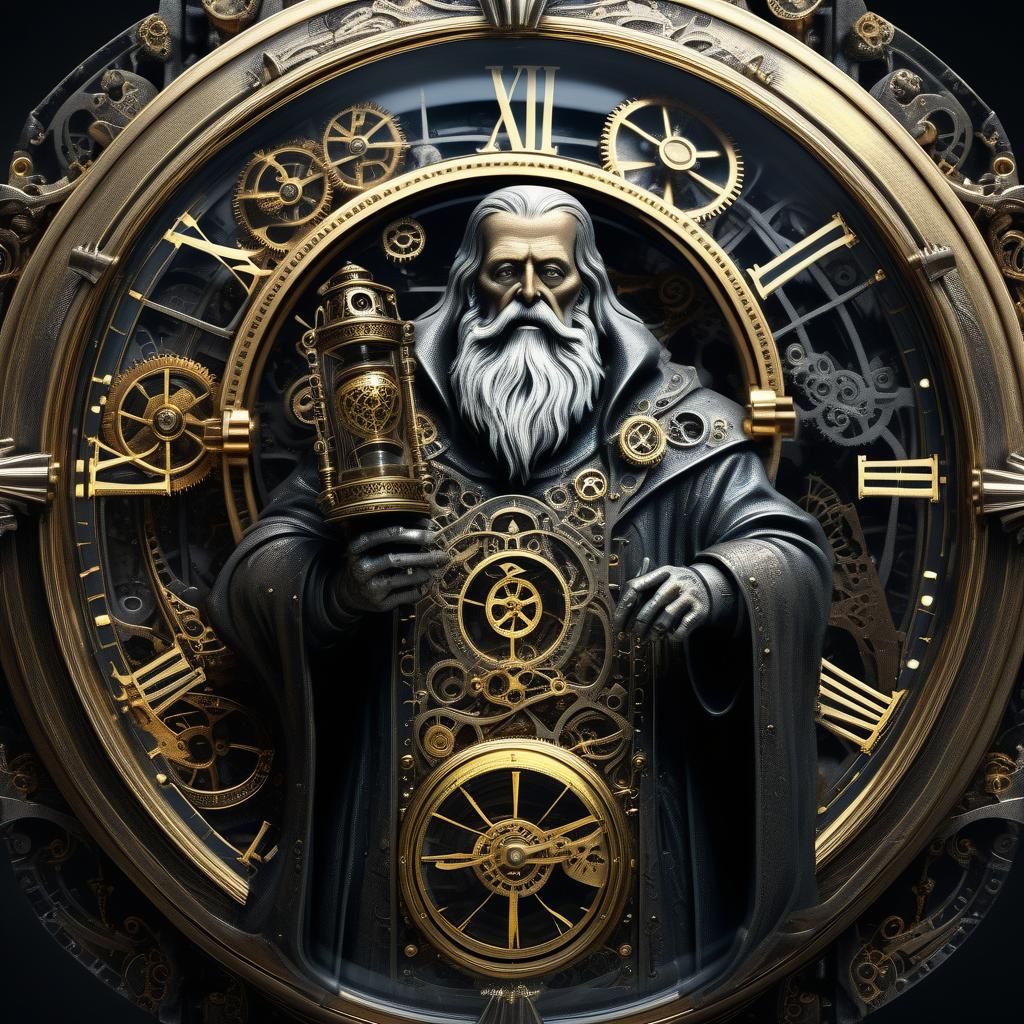 evil father time ominous steampunk