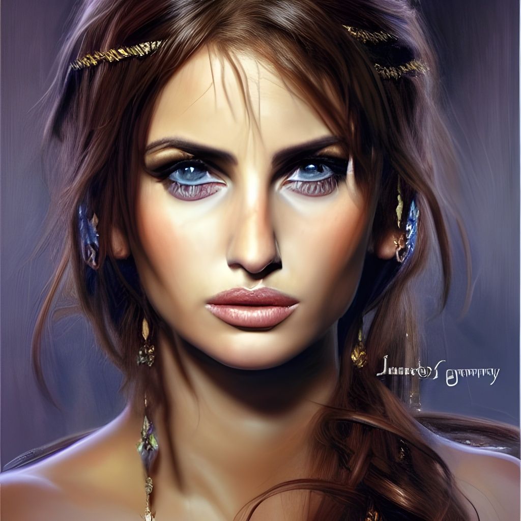 Hyperrealistic Elf Queen Portrait in Oil Painting Style
