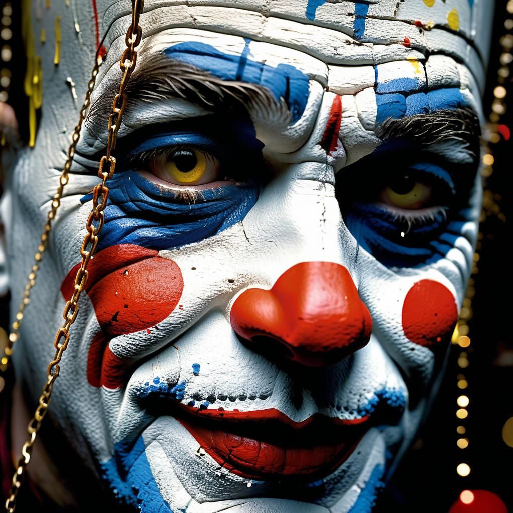 Sad Clown in Carnival: Surreal Macro Photography