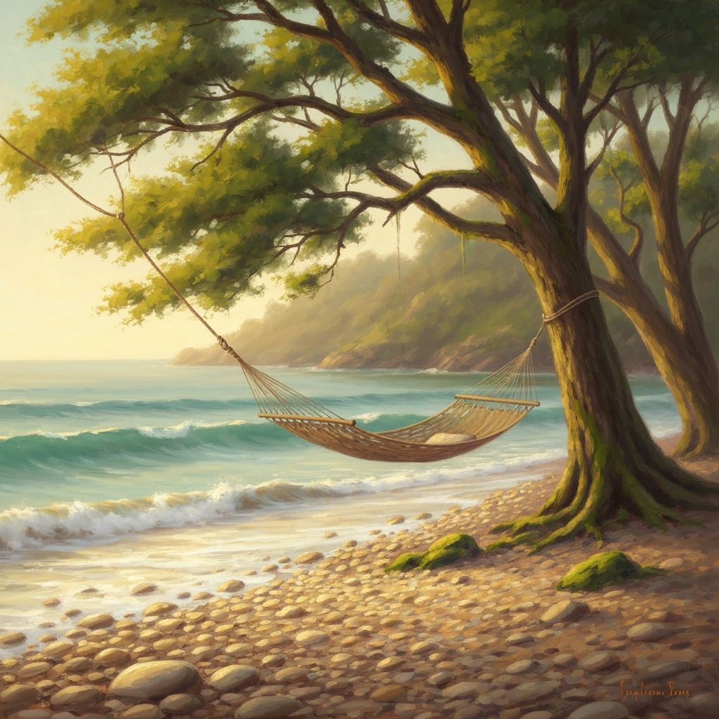 Hidden Cove Hammock in Warm Impressionist Style