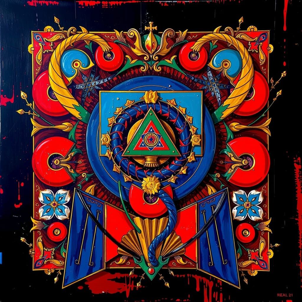 Bold Abstract Composition of Twisting Red Shapes