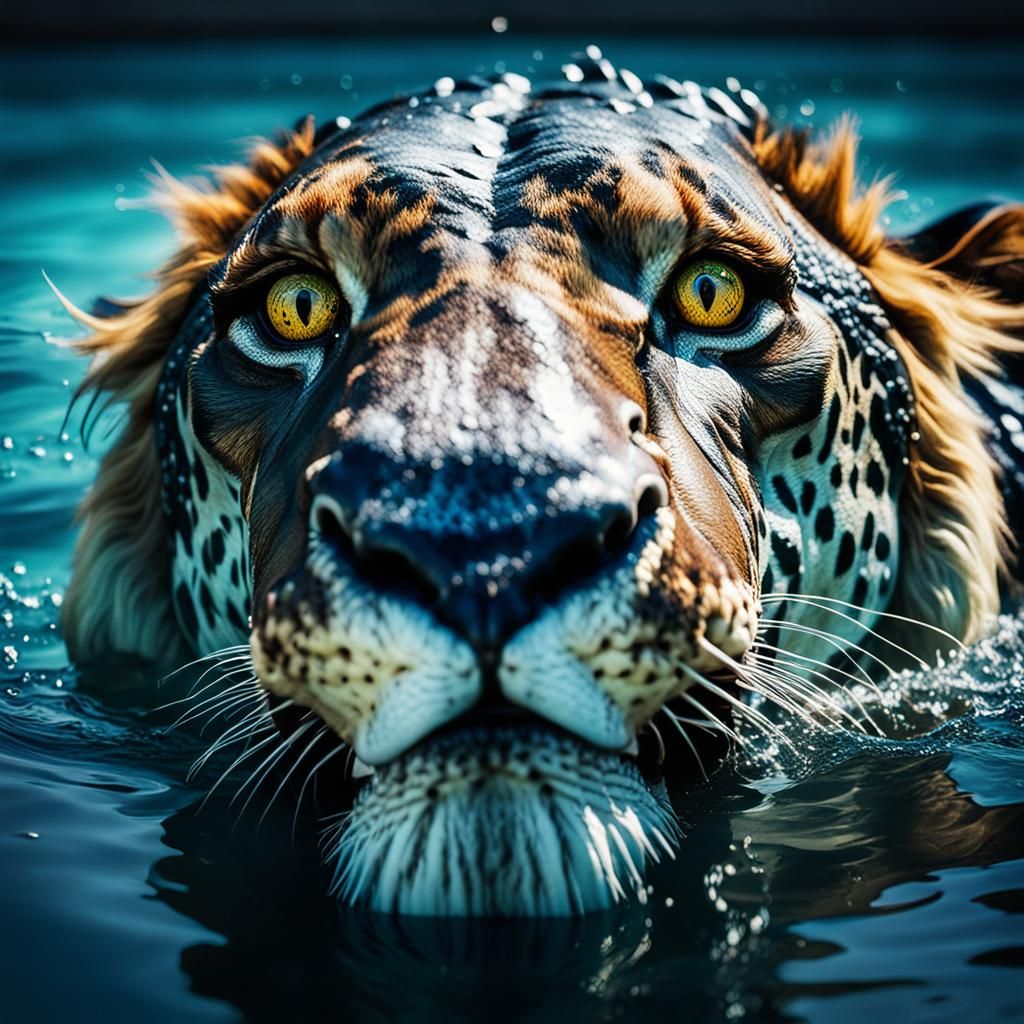 Surreal Snake Lion in Oil Painting Style