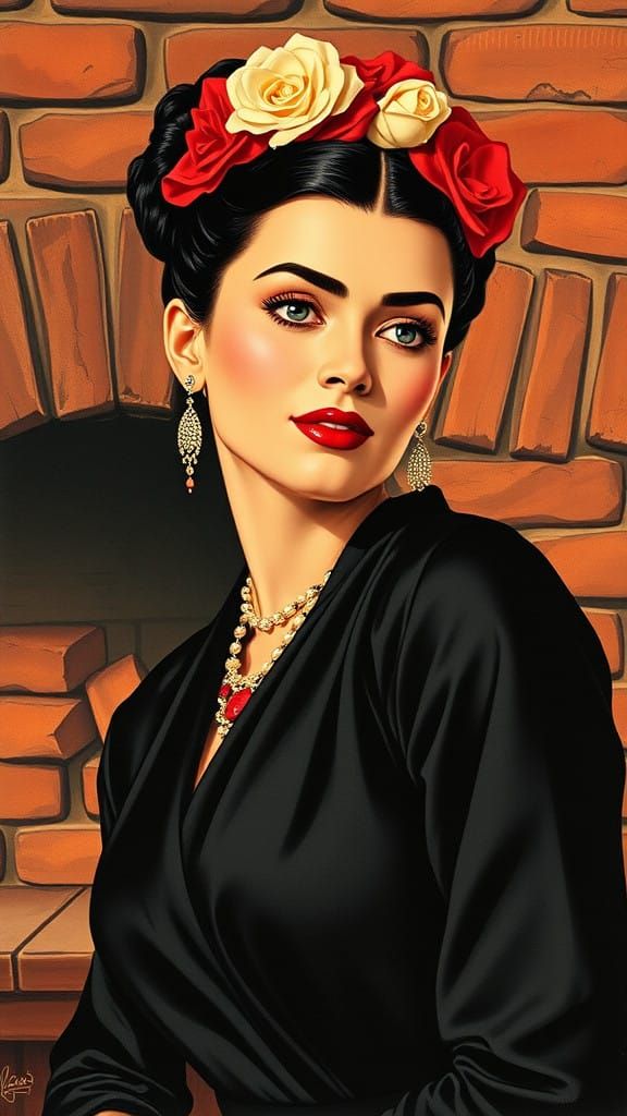 A Retro-Futuristic Pin-Up: Vampirella Meets Frida in 1950s C...
