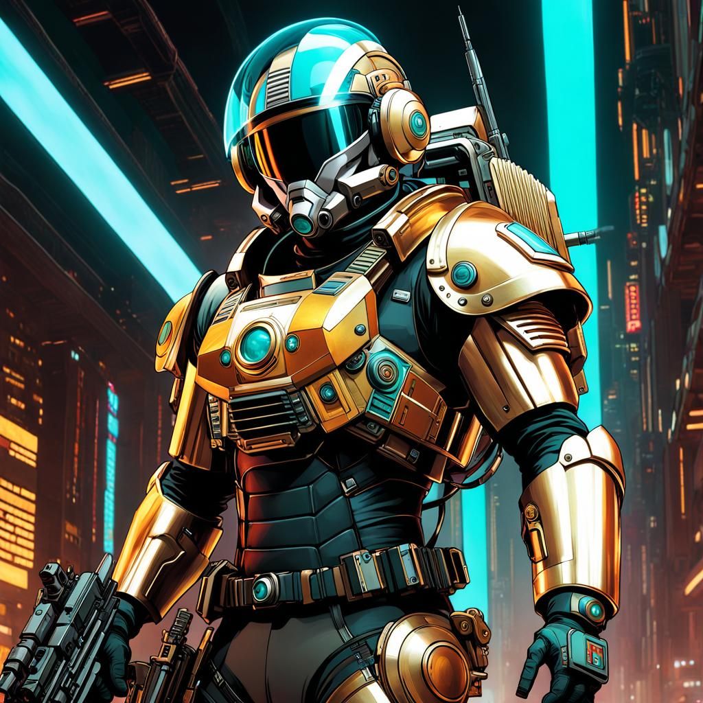 Futuristic Aymara Officer in Exosuit