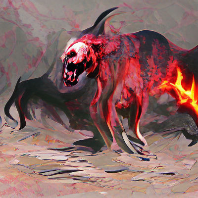 Menacing Hellhound with Fiery Breath