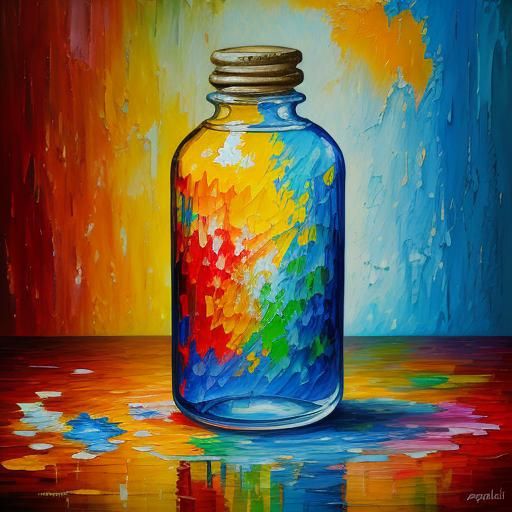 Dancing Bottle: Expressionist Oil Painting with Texture