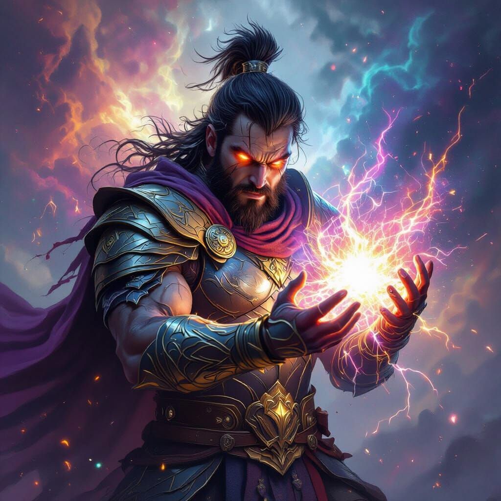 Celestial Warrior Channels Fury Into Cosmic Power