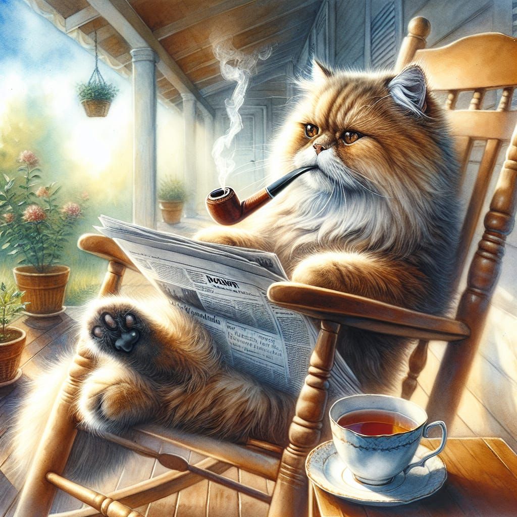 Grumpy Ginger Tabby Cat Enjoying Morning Tea