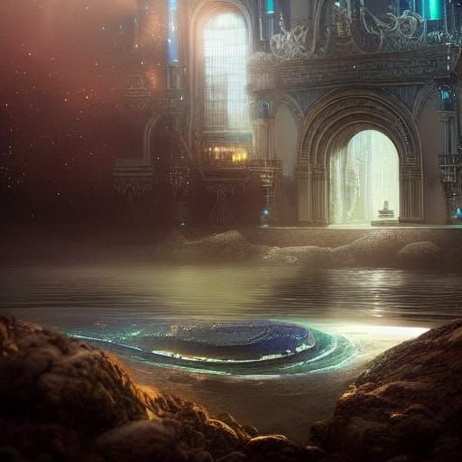 Shimmering Gemstone Reflections: Epic Digital Painting