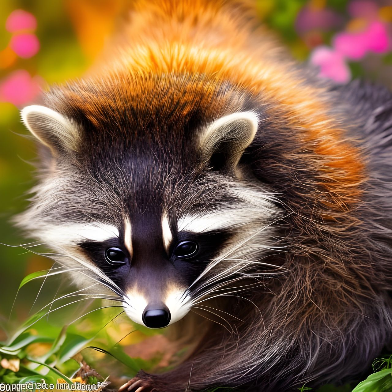 Blissful Raccoon Napping: Fantasy Painting