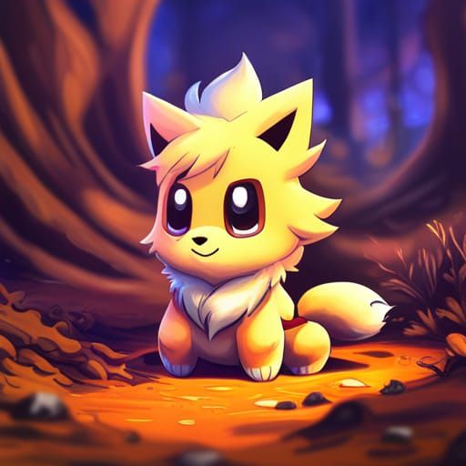 Adorable Chibi Growlithe Pokemon in 3D Digital Art