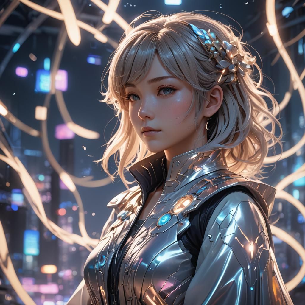 Anime 3D Art of Woman in Futuristic Setting