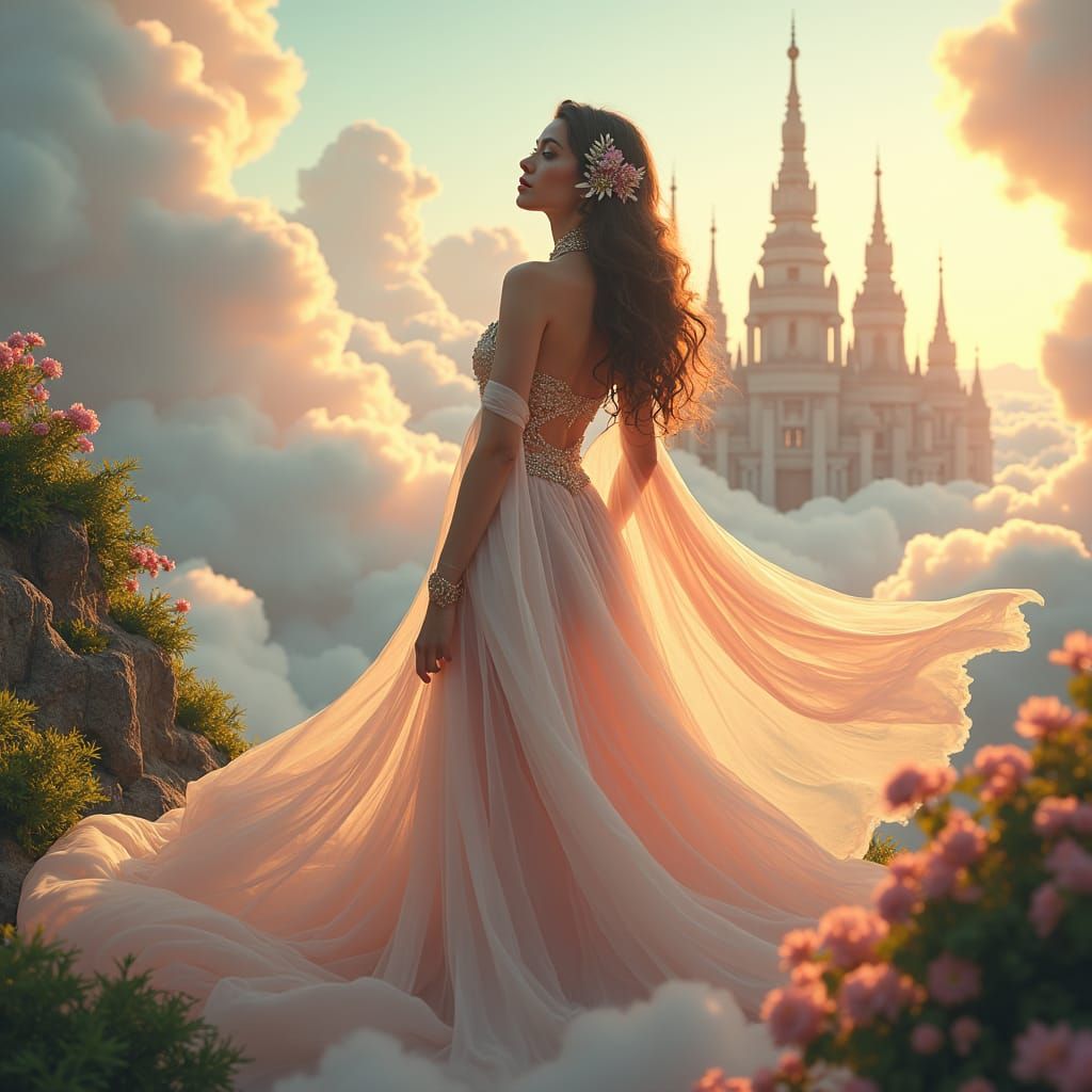 Dreamlike Portrait of Woman in Fantasy Landscape