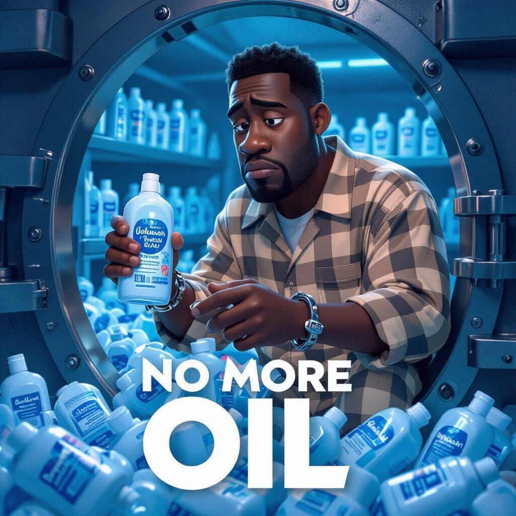 Pixar Movie Poster: Man Held Captive by Baby Oil