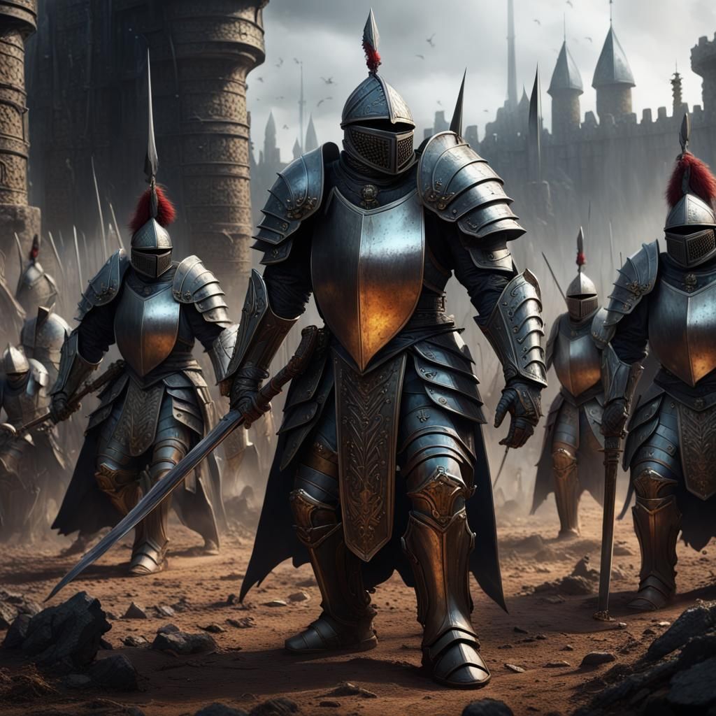 Armored Soldiers: Detailed Matte Fantasy Painting